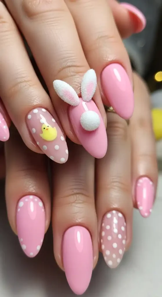 bunny-tail-accent-nails