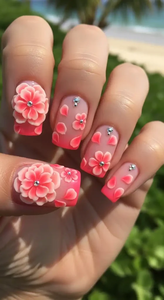 coral-ombre-3d-flowers