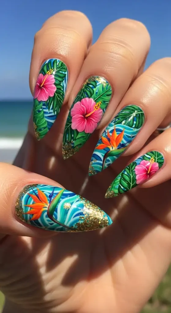 mixed-pattern-stiletto-nail-art
