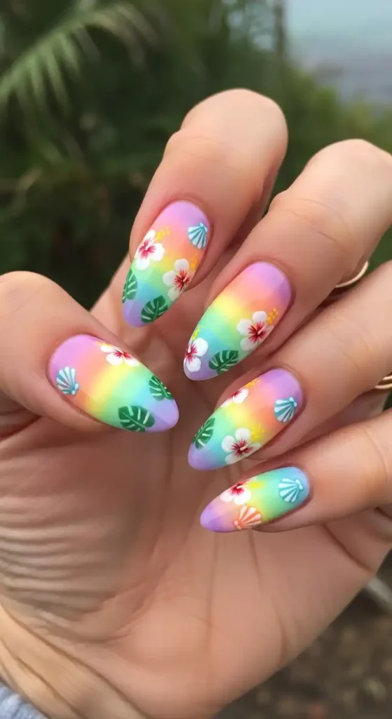 pastel-rainbow-almond-nails