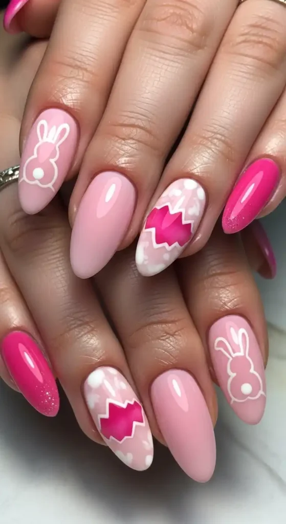 pink-bunny-and-egg-mix-nails