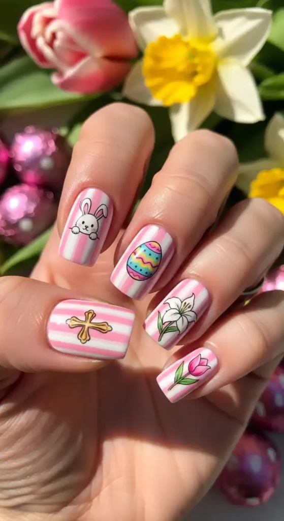 pink-striped-pastel-nails