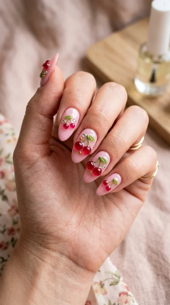 3d-cherry-charm-nails