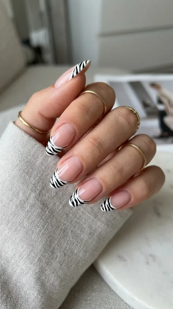 French-Tip-Zebra-Nails