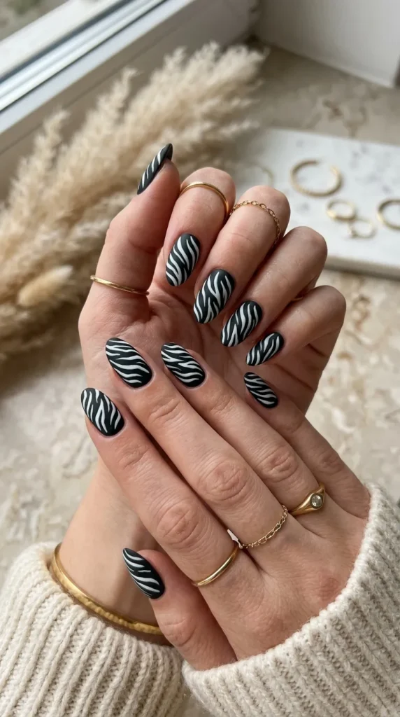 Matte-Zebra-Print-Nails