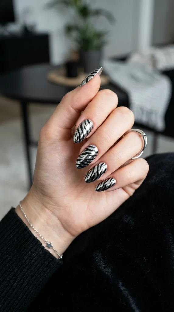 Zebra-Nails-with-Chrome-Finish
