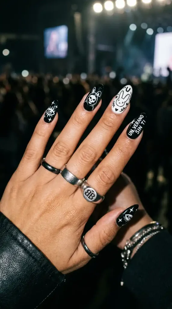 black-and-white-bunny-inspired-nails