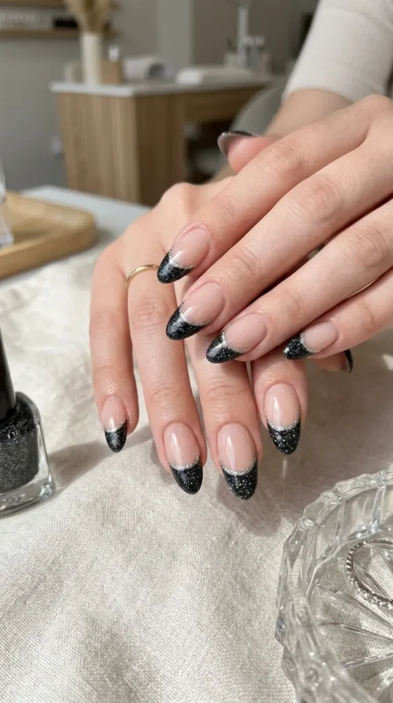 black-sparkle-nail-art