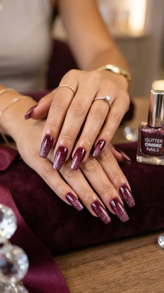 burgundy-glitter-ombre