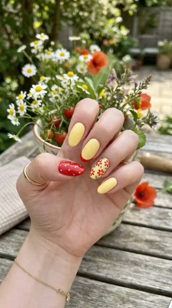 butter yellow with tomato red accent