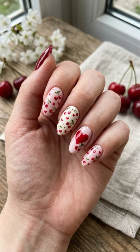 cherry-and-heart-combo-nails