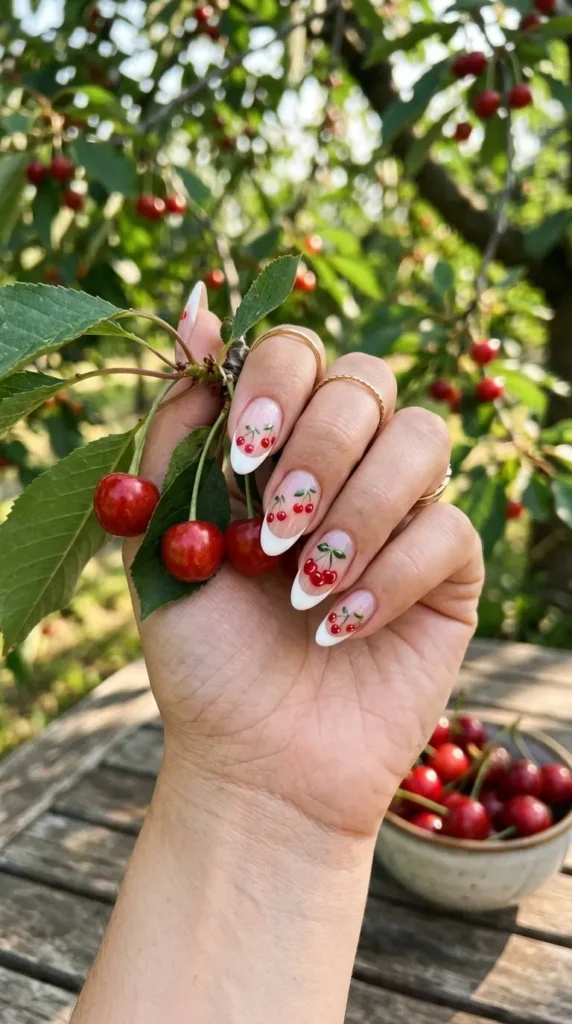 cherry-french-cluster-nails