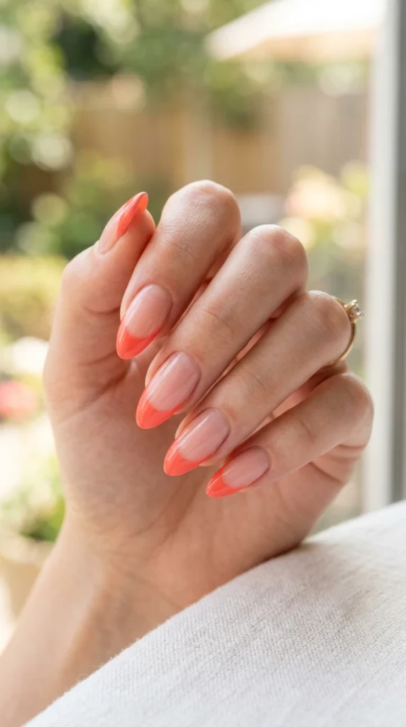 coral-french-tip-nails