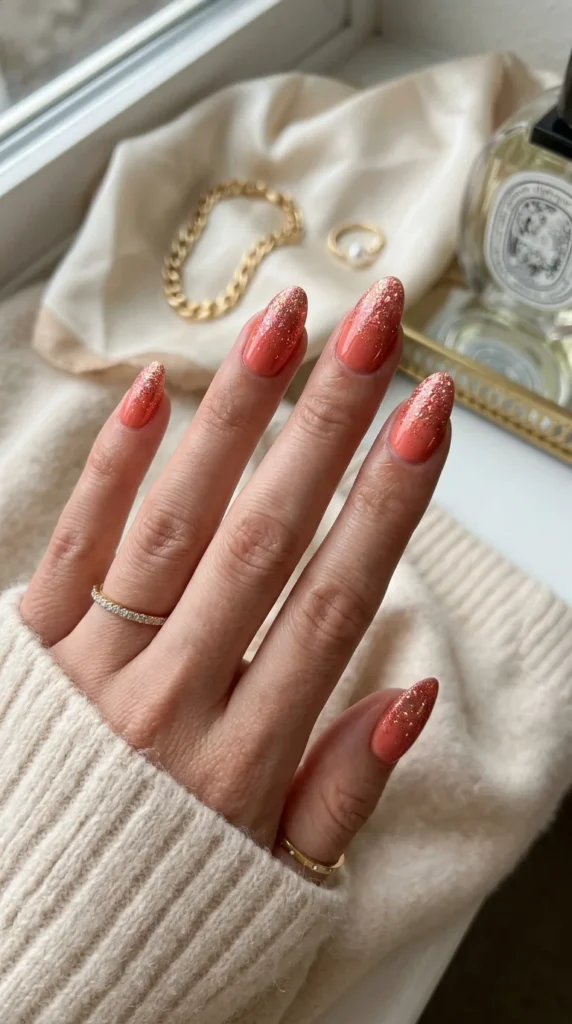 coral-glitter-ombre