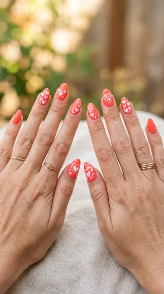 coral-heart-pattern-nails