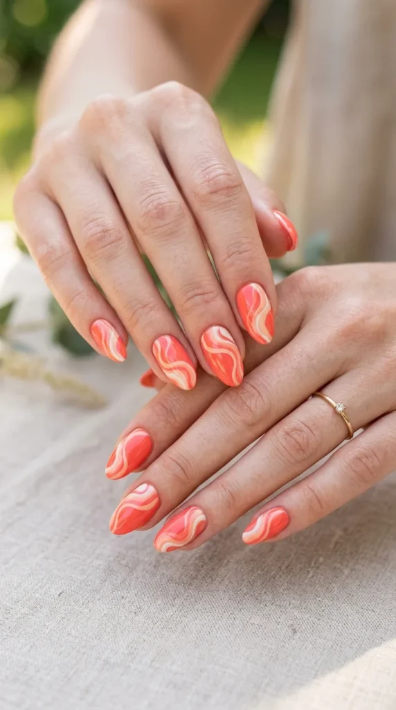coral-swirl-wave-nails