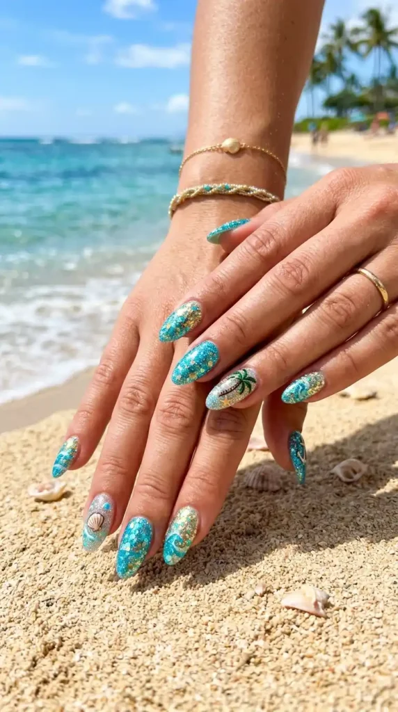 glitter-beach-nails