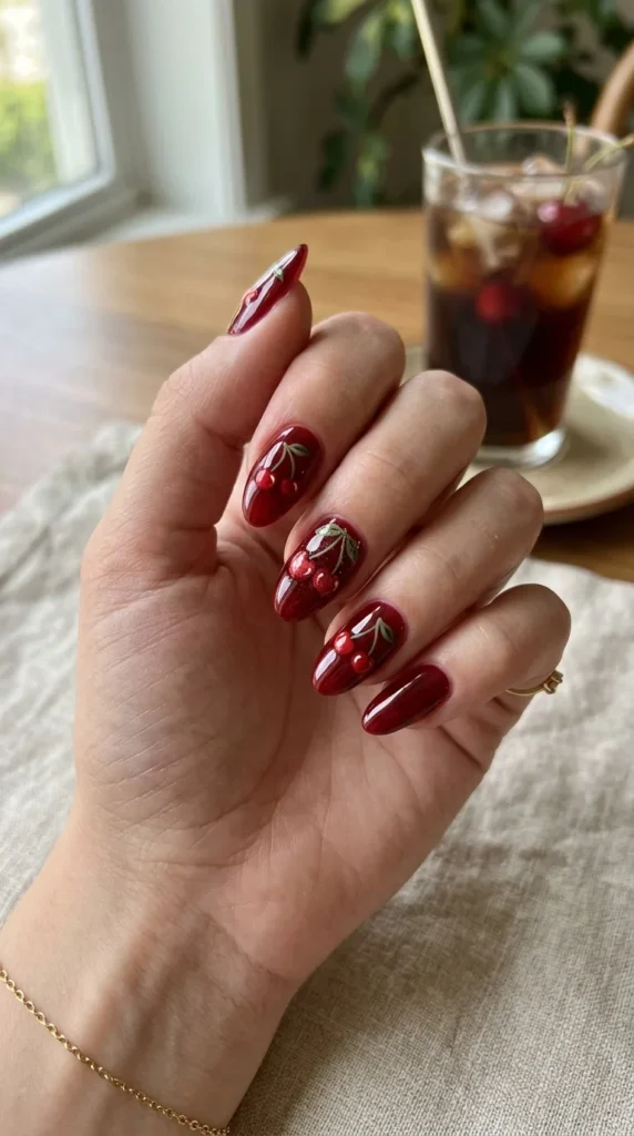 glossy-red-cherry-cola-nails