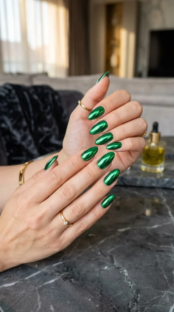 green-chrome-nails