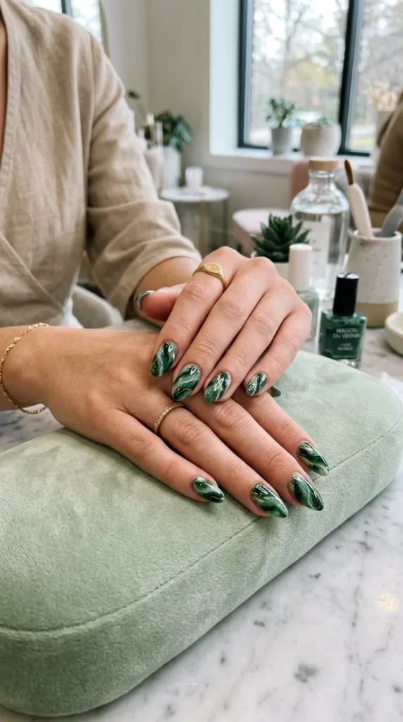 green-marble-nail-art