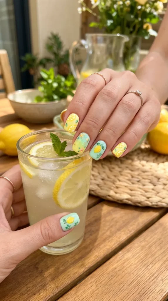 lemon-and-mint-pastel-nails