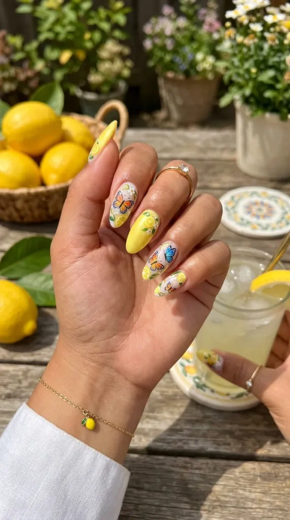 lemon-butterfly-nail-art