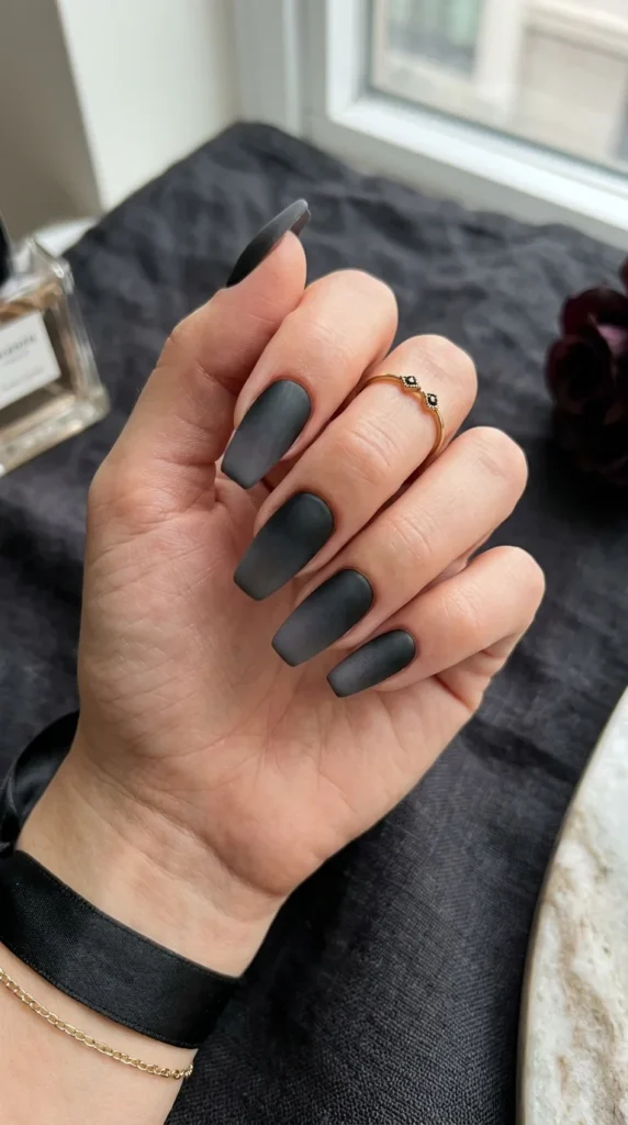 matte-black-ombre-nails