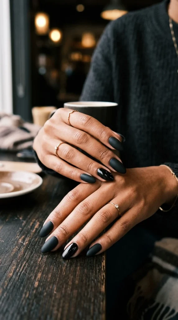 matte-black-with-a-glossy-accent-nail