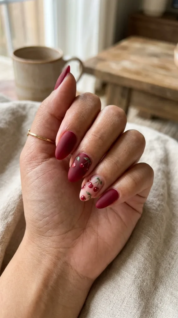 matte-cherry-nail-design