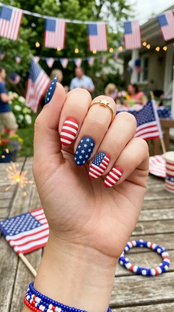 matte-flag-inspired-nails