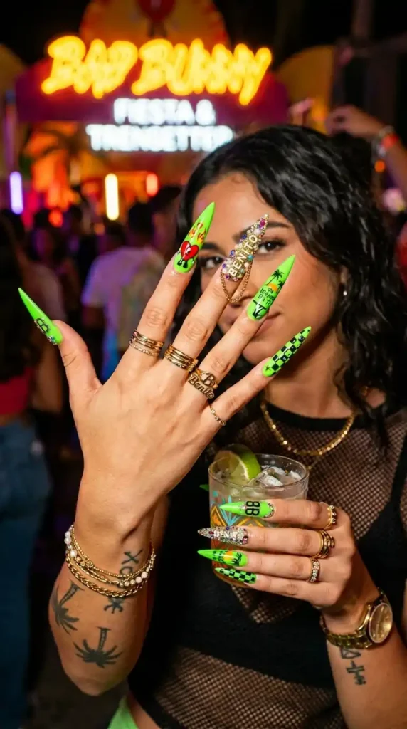 neon-green-statement-nails