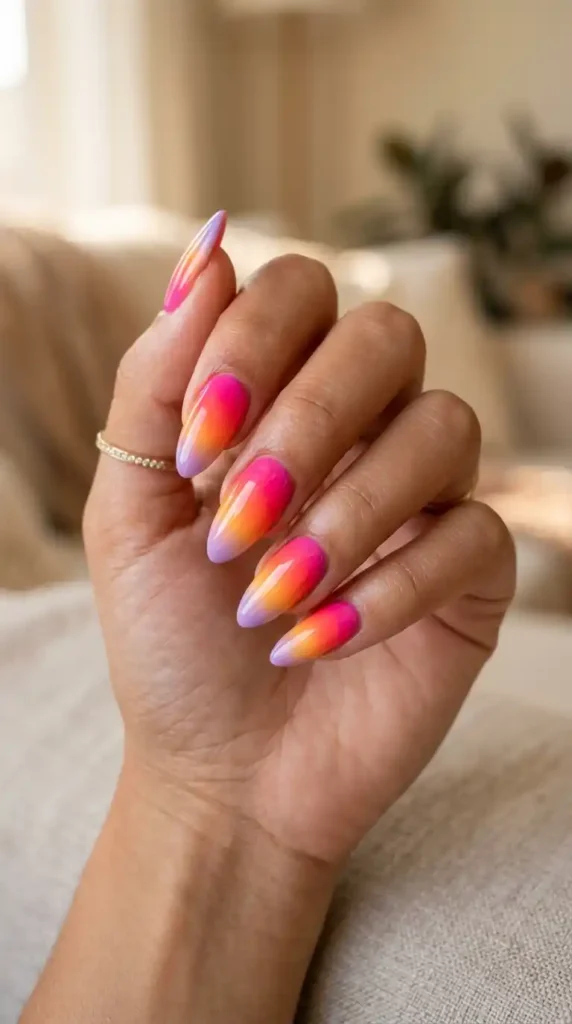 neon-sunset-ombre-nails