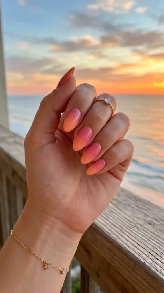 peach-and-pink-sunset-ombre-nails