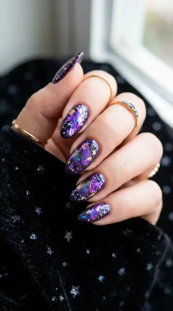 purple-foil-galaxy-nails