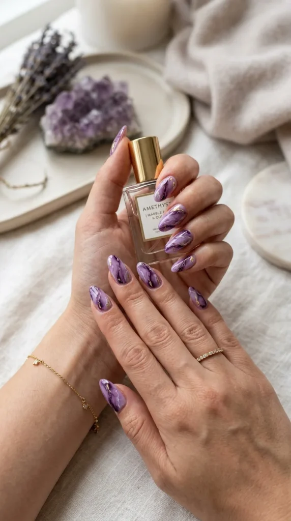 purple-marble-nail-art
