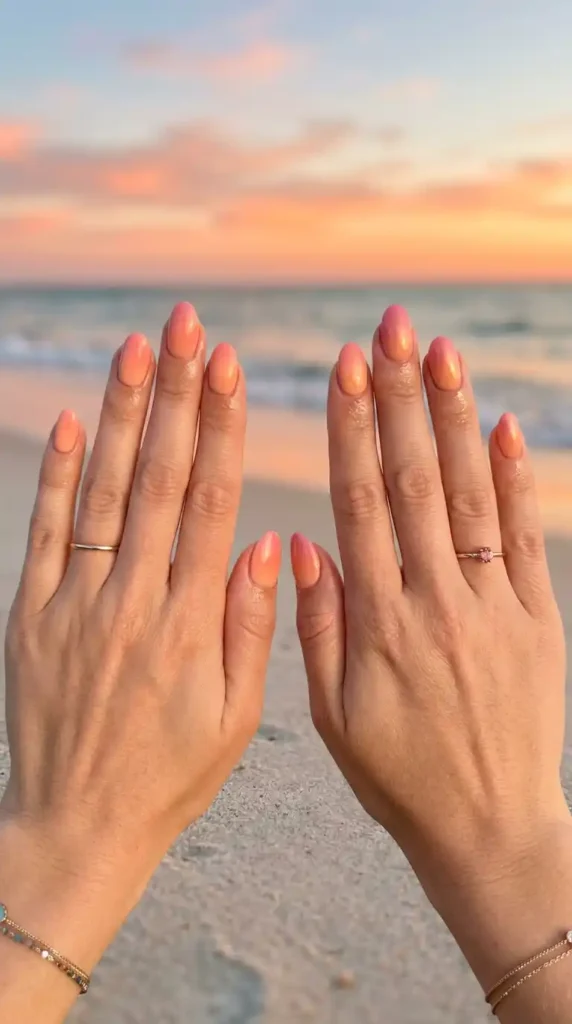 soft-coral-ombre-sunset-nails