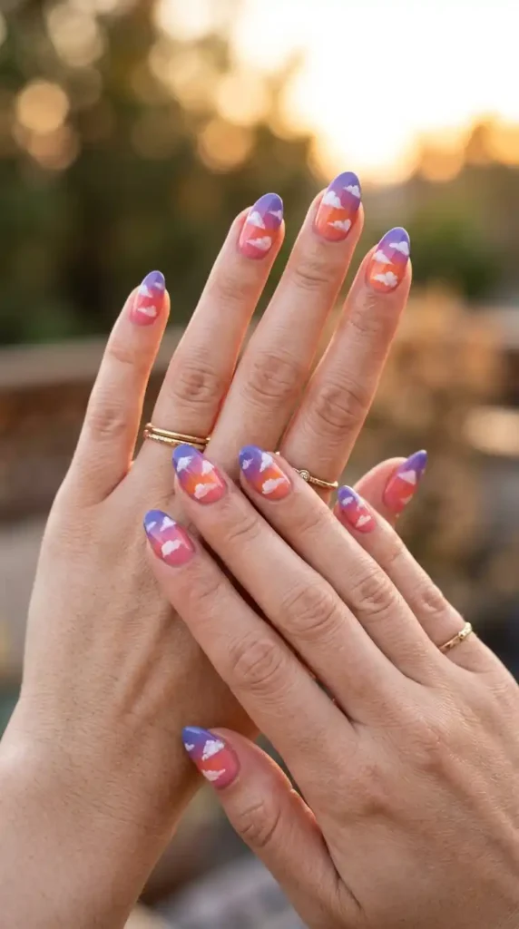 sunset-ombre-nails-with-clouds