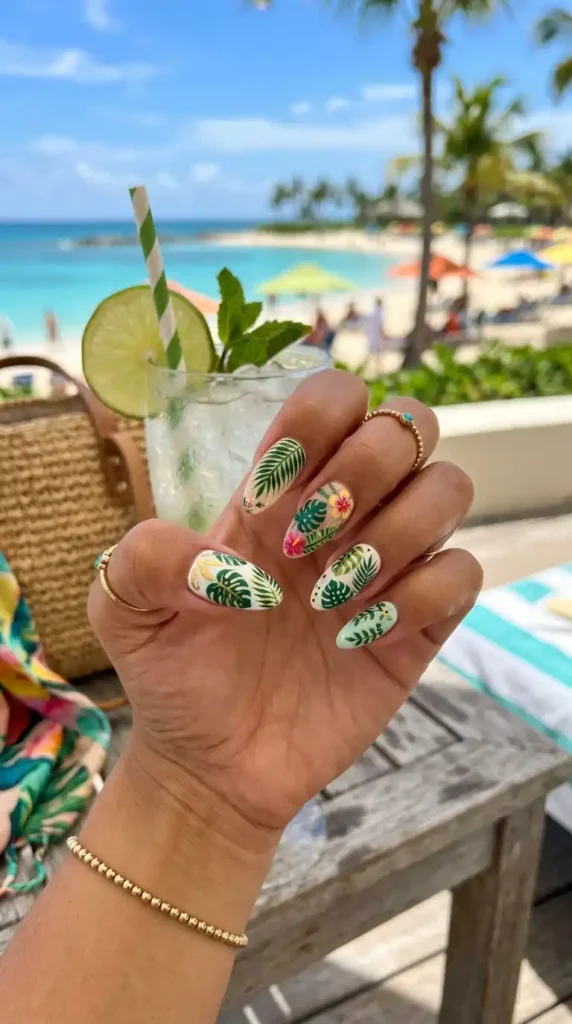 tropical-leaf-nail-designs