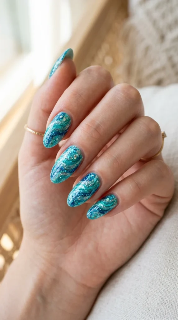 turquoise-glitter-waves