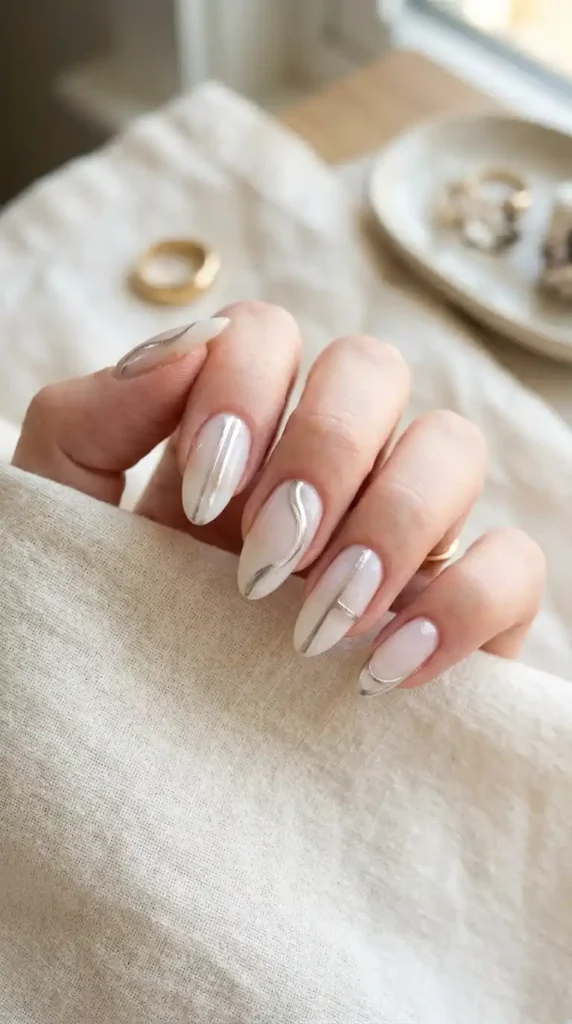 white-foil-minimal-line-nails