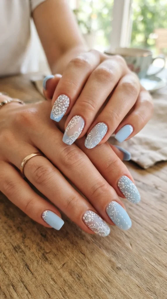 baby-blue-nails-with-floral-lace-details