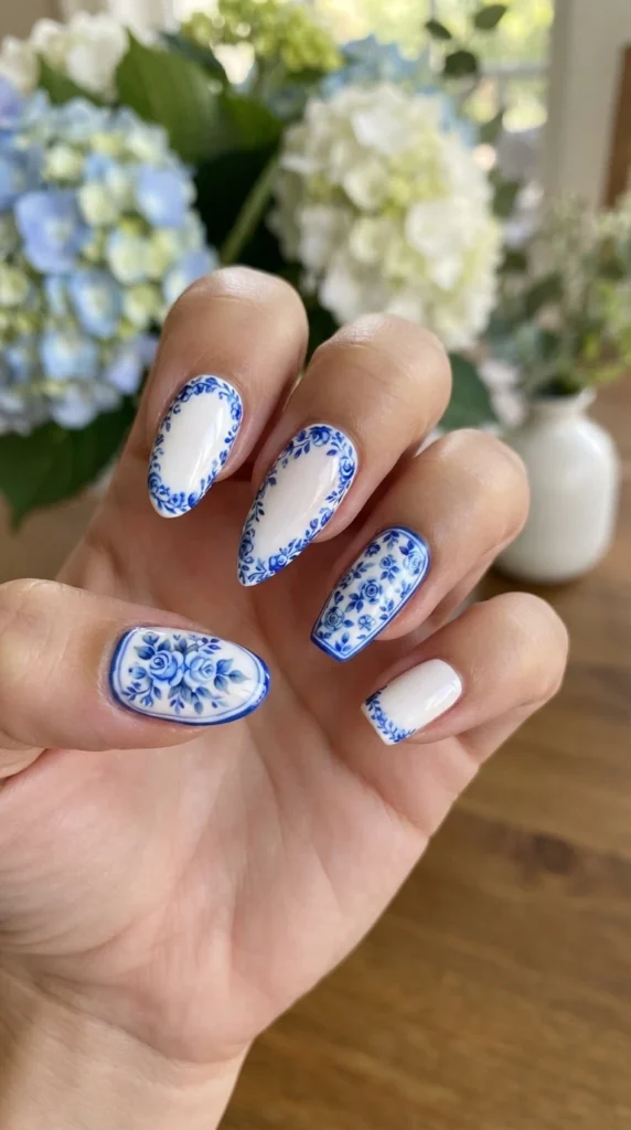 blue-floral-border-nail-design