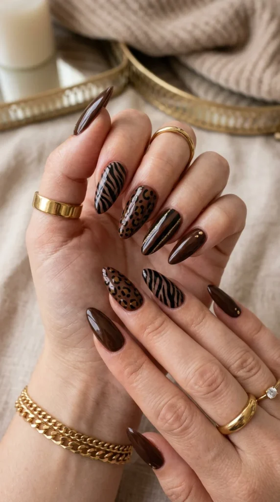 chocolate-nails-with-animal-print