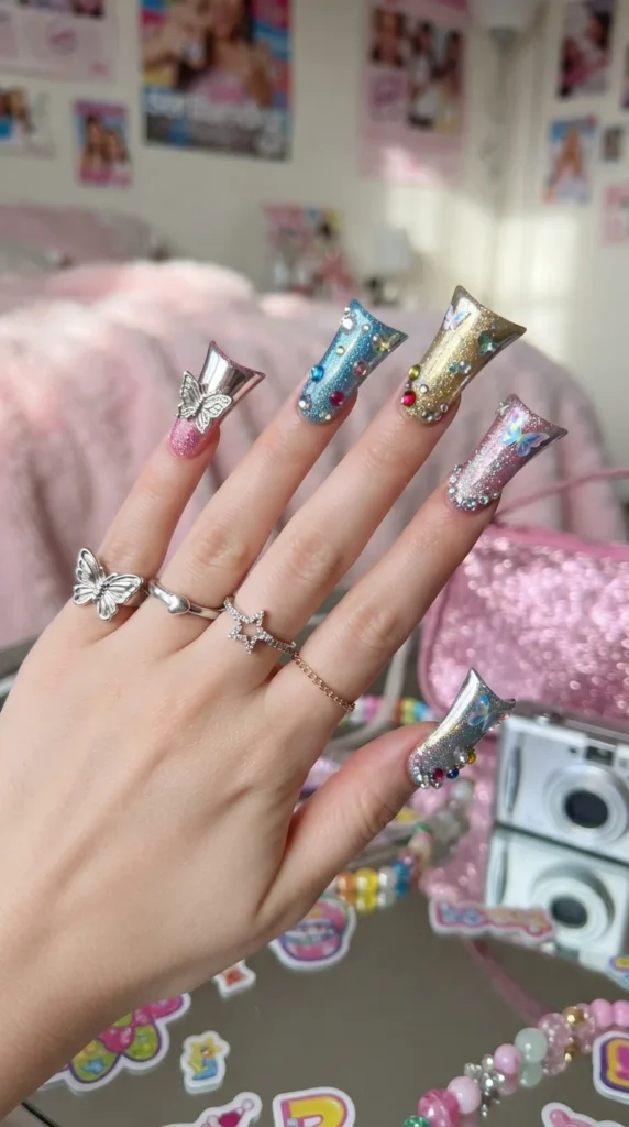 glitter-chrome-duck-nails