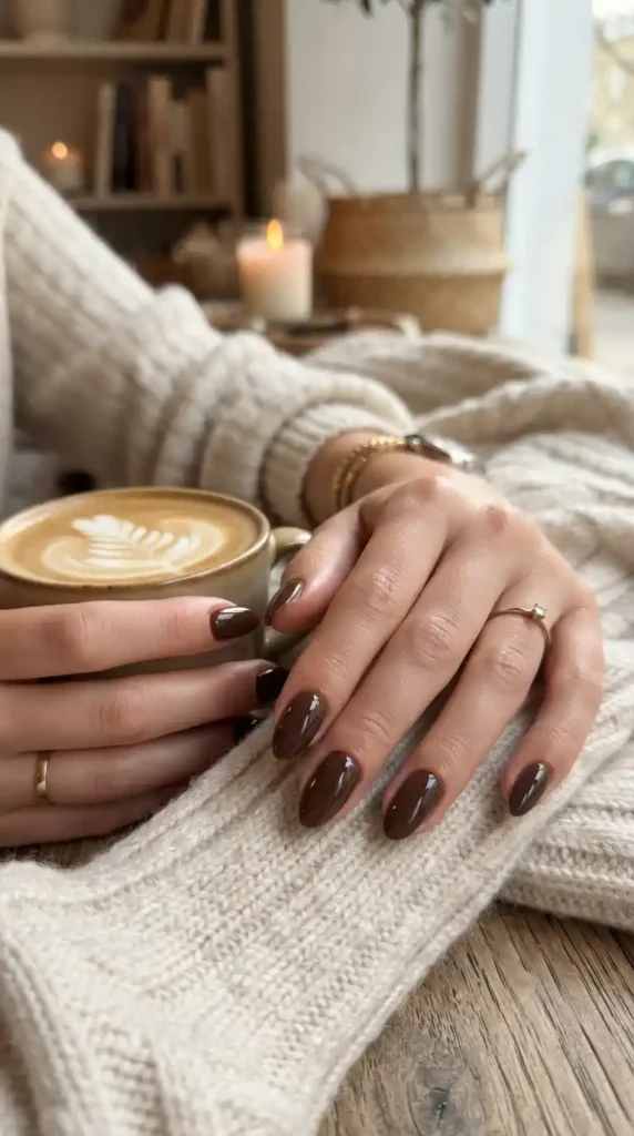 glossy-chocolate-brown-nails