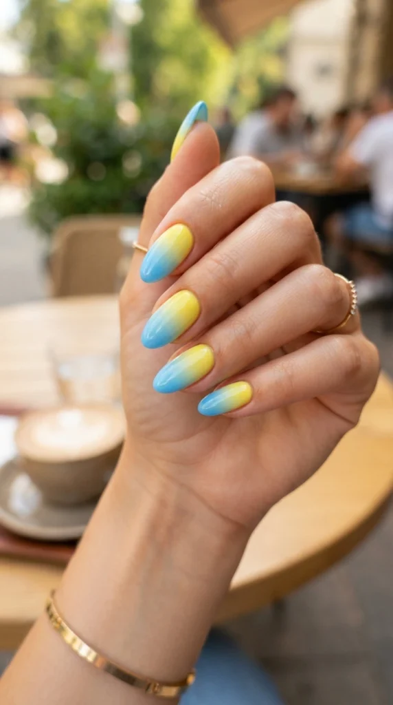 gradient-lemon-to-blue-ombre-nails
