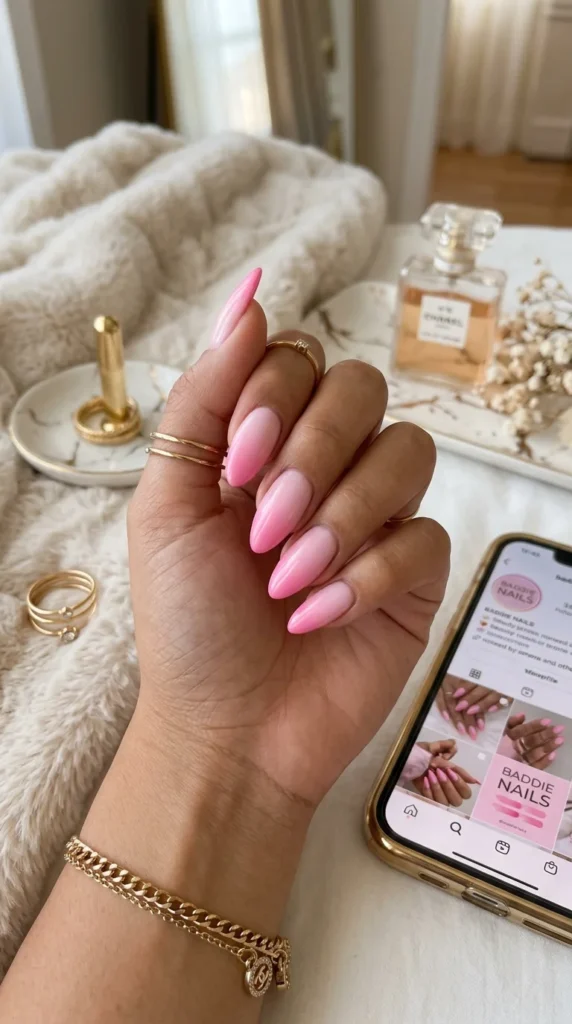 pink-ombre-almond-nails